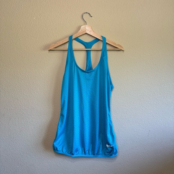 Nike Tops - Nike dri-fit size large blue mesh racerback tank top
